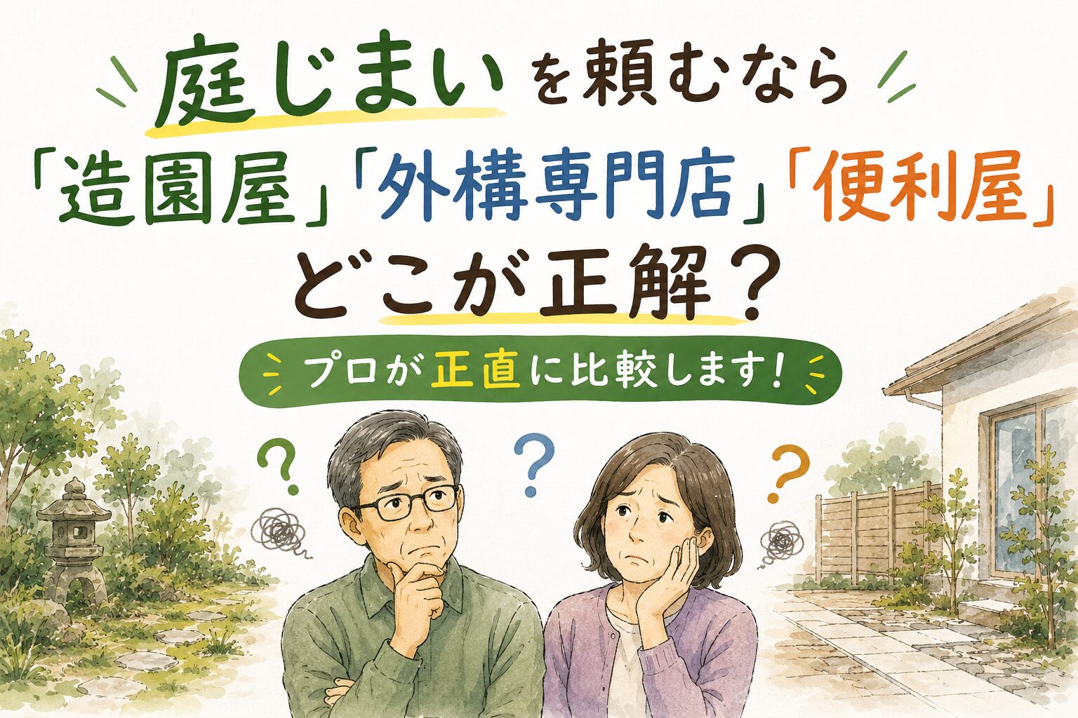 庭じまいを頼むなら「造園屋」「外構専門店」「便利屋」どこが正解？プロが正直に比較します！
